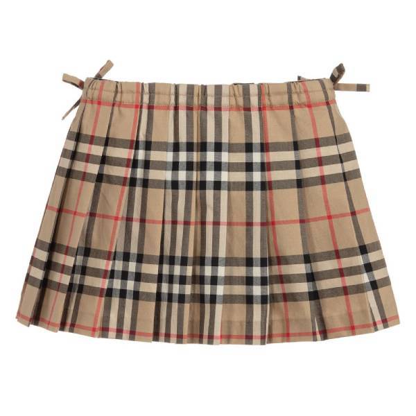 Cardi B's Daughter Kulture - Burberry Baby Girl Beige Pleated Check Skirt