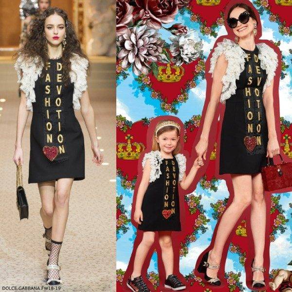 Dolce & Gabbana Girls Mommy Me Fashion Devotion Black Runway Dress