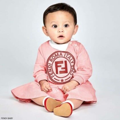 Fendi Baby Girls Pink FF Logo Cotton Dress
