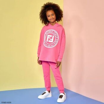 Fendi Girl Special Edition Pink Cotton FF Logo Sweatshirt
