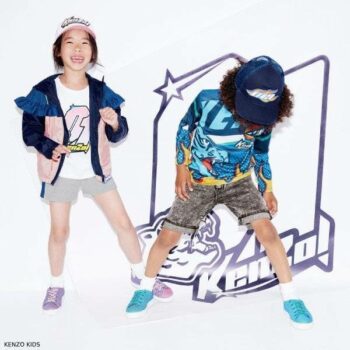 Kenzo Kids Boys Blue Racing Badge Print Shirt & Girls Pink Blue Showerproof Jacket