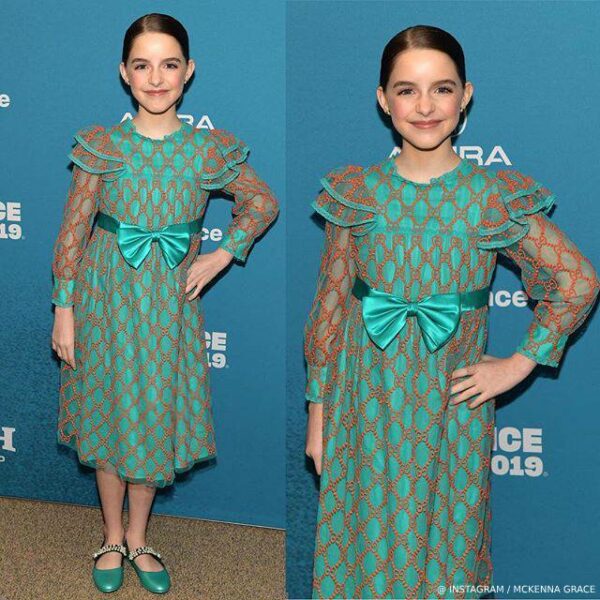 McKenna Grace Sundance Film Festival Gucci Green & Orange GG Tulle Dress