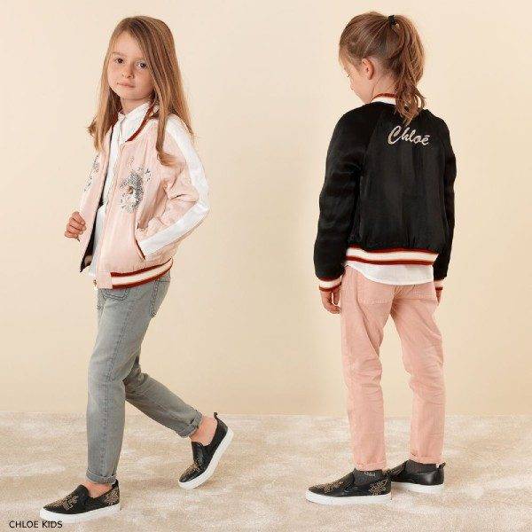 Chloe Girls Mini Me Black Pink Reversible Tiger Bomber Jacket
