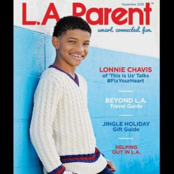 Lonnie Chavis LA Parent Magazine Cover Gucci White Vneck Cable Sweater