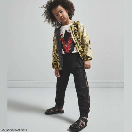 Young Versace Baroque Print Jacket Black Jogger Pants