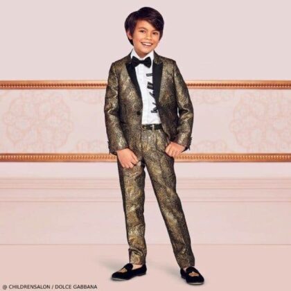 Dolce & Gabbana Boys EID Gold Jacquard Special Occasion Suit
