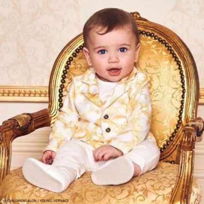 Young Versace EID Baby Ivory & Gold Baroque Suit