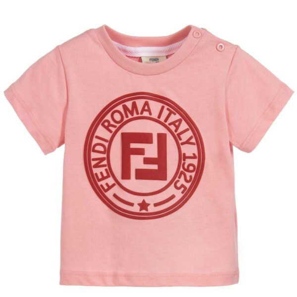 Fendi Baby Girls Pink Cotton T-Shirt
