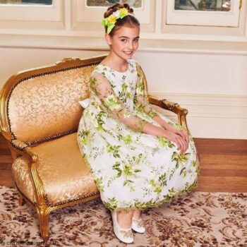 Graci Girls EID Green Embroidered Tulle Party Dress