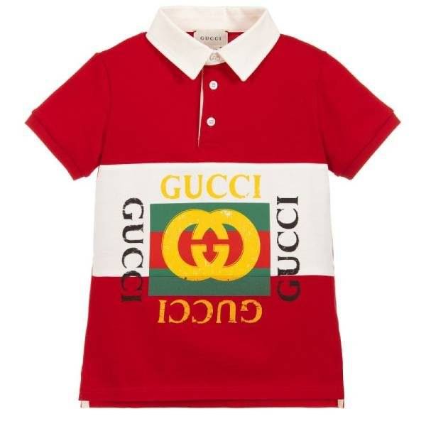 Gucci Boys Red Cotton Polo Shirt
