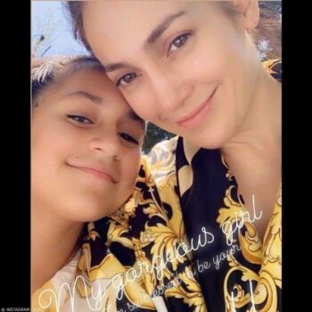 Jennifer Lopez Daughter Emme Muniz Mothers Day Versace Black Gold Borocco Print Mini Me Style