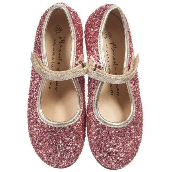 Manuela de Juan Girls Pink Glitter Shoes
