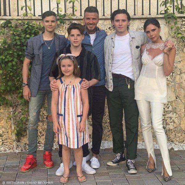 Beckham Family Vacation Miami - Harper Beckham Bonpoint Stripe Dress