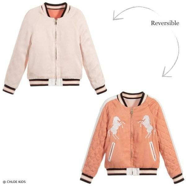 Chloe Girls Reversible Pink Satin Jacket