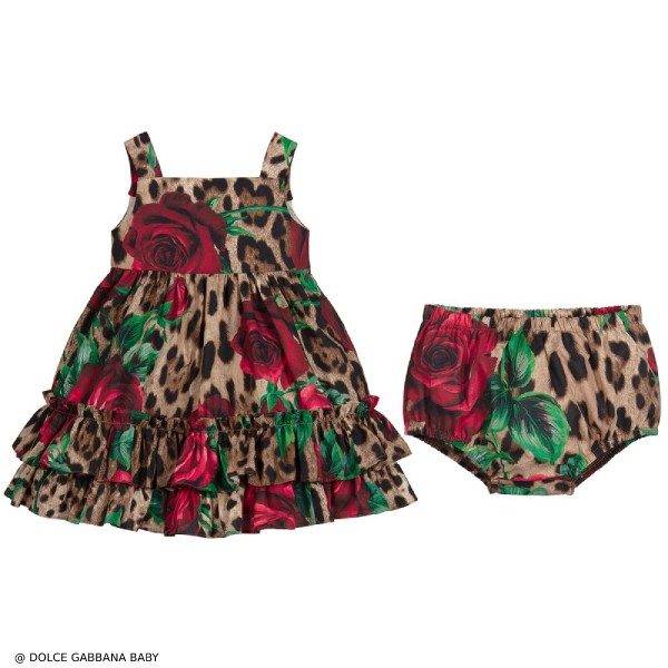 Dolce & Gabbana Baby Girls Leopard Rose Print Dress