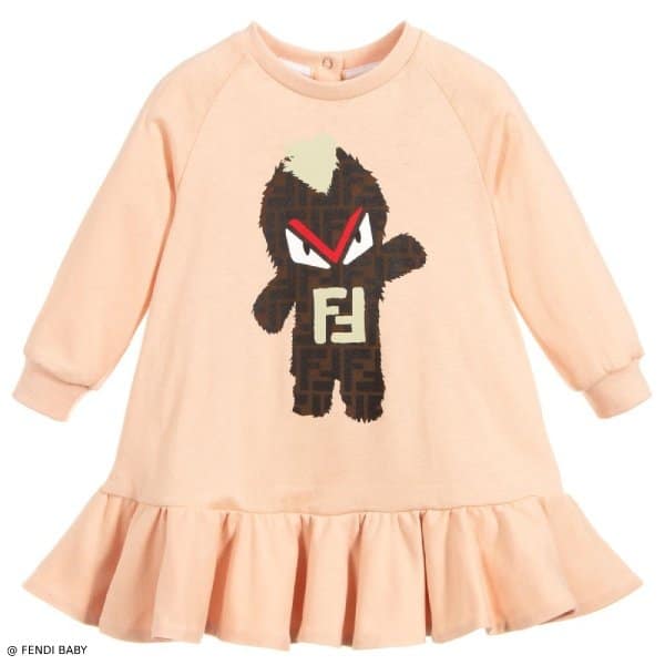 Offset's Daughter Kulture - Fendi Baby Girl Pink & Brown Logo Dress