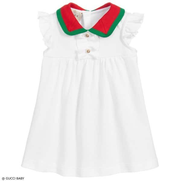 Cardi B's Daughter Kulture - Gucci White Baby Girl Short Sleeve Dress