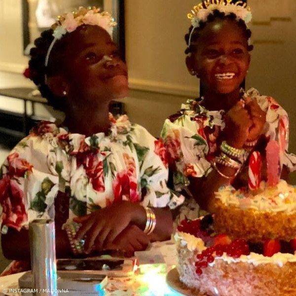 Madonna Twins Esther and Stella 6th Birthday Mini-Me Roseto Floral Print Dress