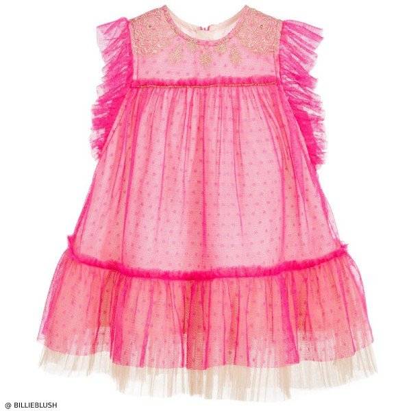 True Thompson - Billieblush Baby Girl Pink & Gold Tulle Dress