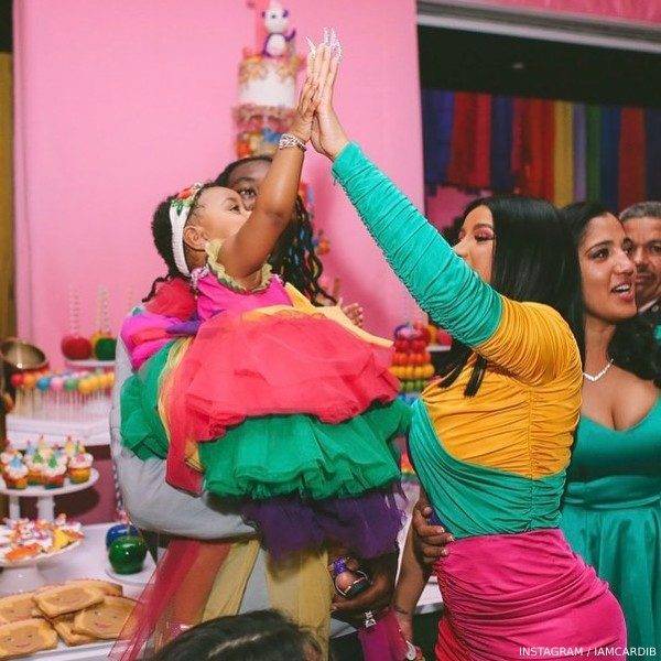 Cardi B and Offset Celebrating Kulture 1st Birthday Moschino Custom Mini Me Dress