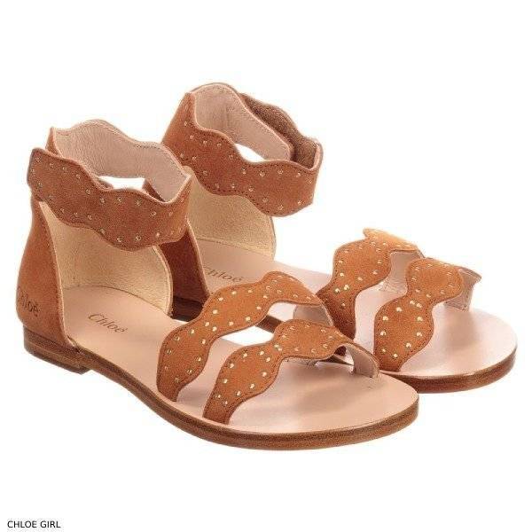 Chloe Girls Tan Leather Sandals