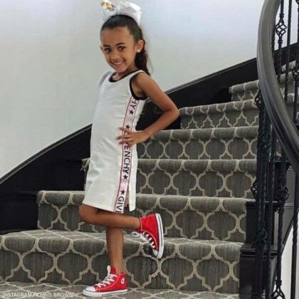 Chris Brown Daughter Royalty Givenchy Girls White Logo Dress
