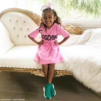 Chris Brown Daughter Royalty Moschino Kid Girls Pink Hooded Moschino Dress