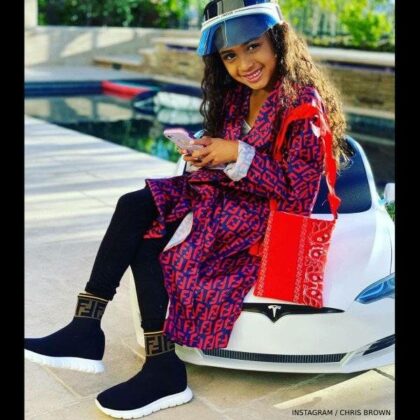 Chris Brown's Daughter Royalty Brown Fendi Kids Black Sock Sneakers