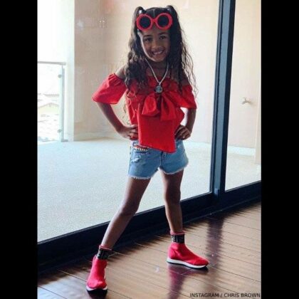 Chris Brown's Daughter Royalty Brown Fendi Kids Red Sock Sneakers