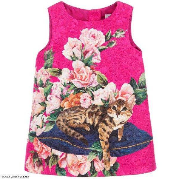 Dolce Gabbana Baby Pink Zambia Cat Dress Set