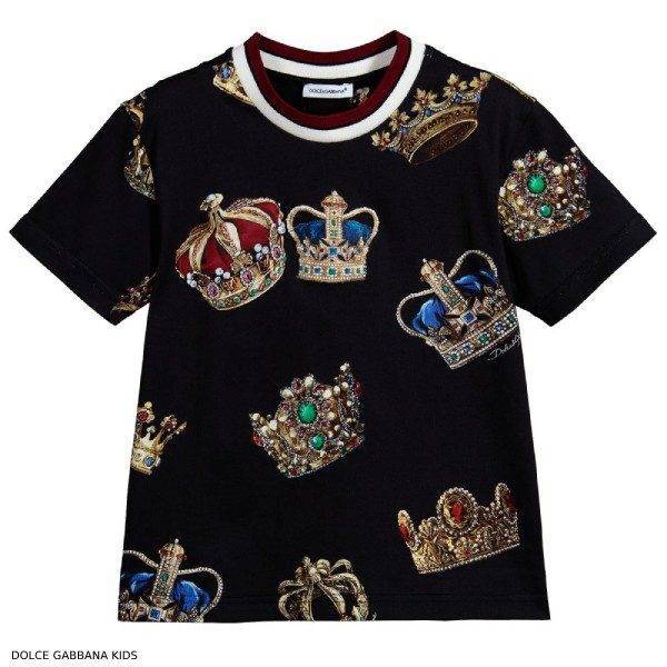Dolce Gabbana Boys Mini Me Black King T-shirt