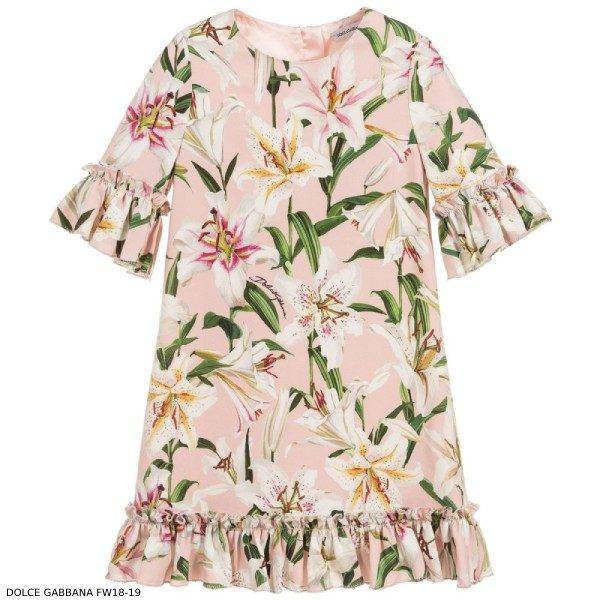 Dolce & Gabbana Girl Mini Me Pink Viscose Crêpe Lily Dress