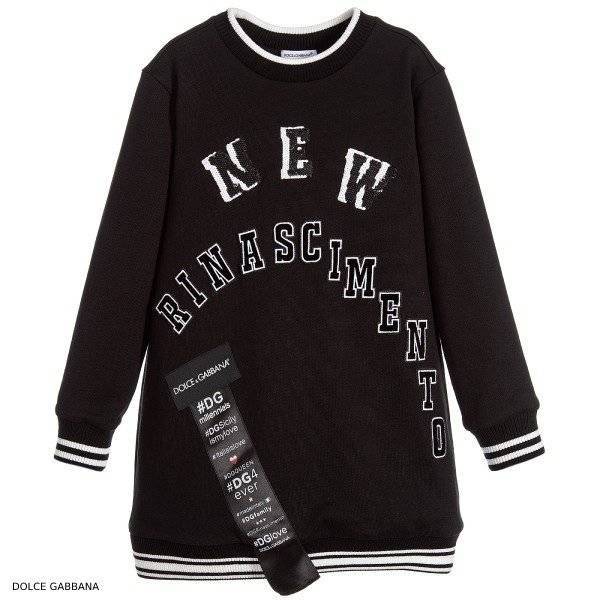 Dolce Gabbana Girls Black New Rinascimento Sweater Dress