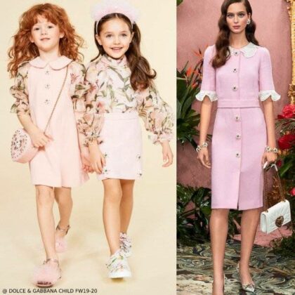 Dolce & Gabbana Girls Pink Lily Sleeve Dress