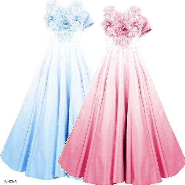 Junona Blue Pink Flower Ombre Special Occasion Dress