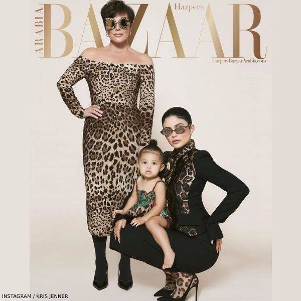 Kris Kylie Jenner Stormi Webster Bazar Arabia Cover Dolce Gabbana Leopard Print