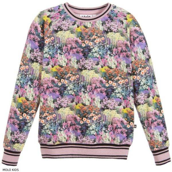 Molo Girls Purple Floral Print Sweatshirt