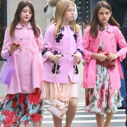 Suri Cruis Pretty Pink in NYC Dolce & Gabbana Girls Rosetto Floral Silk Mini Me Dress