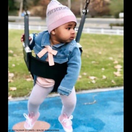 True Thompson Khloe Kardashian Daughter Chloe Baby Girl Denim Blue Jacket Pink Bow