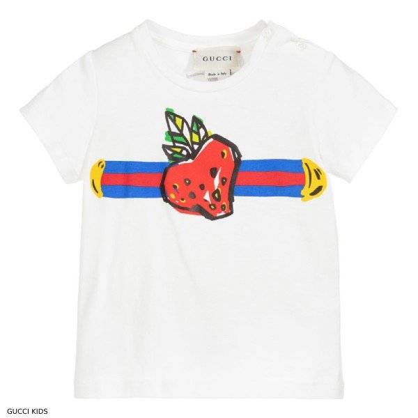 Offset's Daughter Kulture - Gucci Baby Girl Strawberry T-Shirt Rainbow ...
