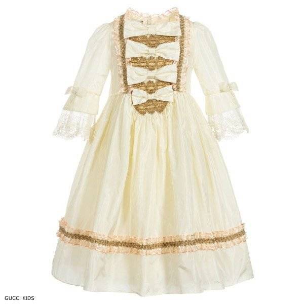 Gucci Girls Ivory Silk Special Occasion Dress