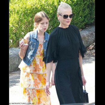 Nicole Kidman with Daughter Sunday Rose Zimmermann Girls Yellow Floral Primrose Shirred Tiered Dress