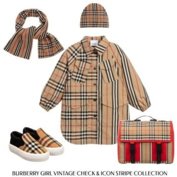 Burberry Girls Mini Me Vintage Check & Icon Stripe Cotton Shirt Dress