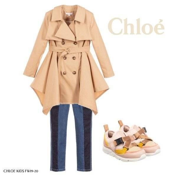 Chloe Girl Mini Me Beige Asymmetric Trench Coat