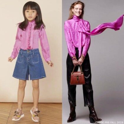 Chloe Girl Mini Me Pink Silk Blouse
