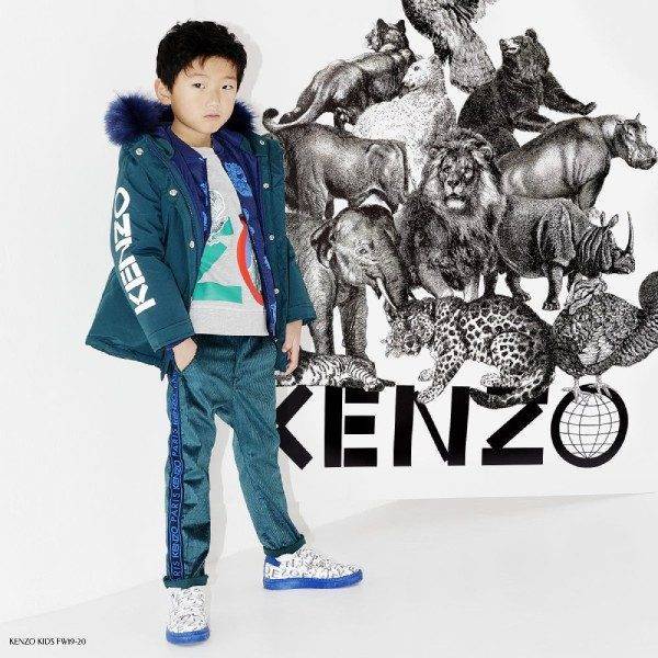 Kenzo Kids Blue & Green Parka Coat