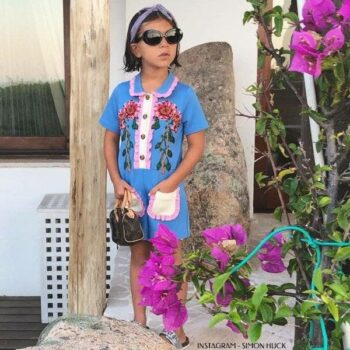 Penelope Disick - GUCCI GIRLS BLUE JERSEY FLORAL PLAYSUIT