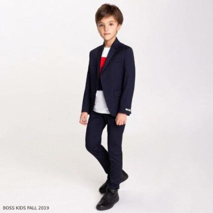 BOSS Boys Navy Blue Special Occasion Suit
