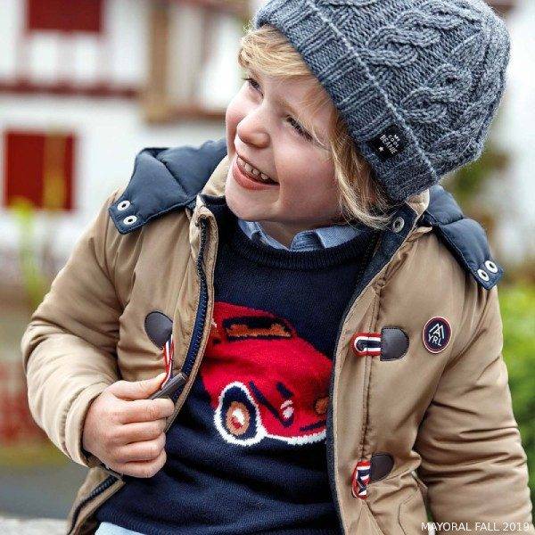 Mayoral Boys Blue & Red Car Cotton Knit Sweater