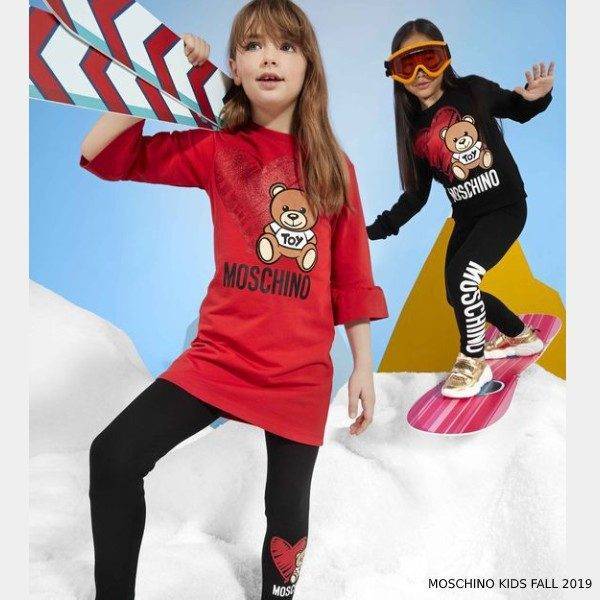 Moschino Girl Red Teddy Toy Heart Logo Dress & Black Sweatshirt